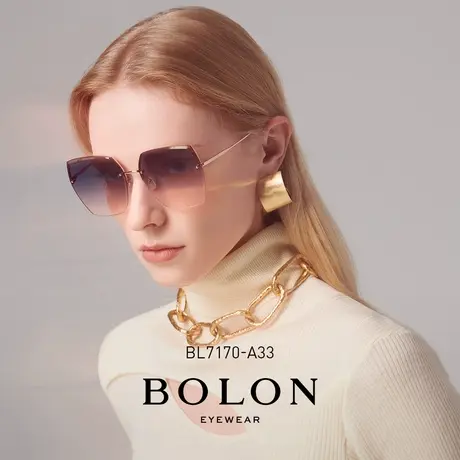 BOLON暴龙眼镜女款蝶形无框墨镜时尚太阳镜个性美颜镜BL7170商品大图