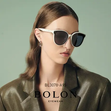 BOLON暴龙眼镜白框板材太阳镜猫眼潮流墨镜女款偏光镜BL3078商品大图