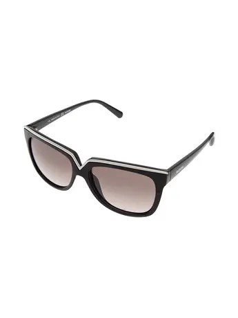 Valentino/华伦天奴 黑色拼接金属框太阳眼镜图片